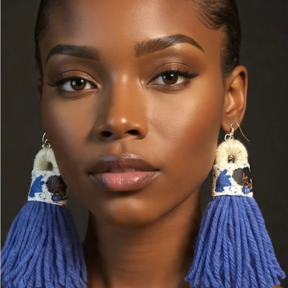Blue Tassel Earrings